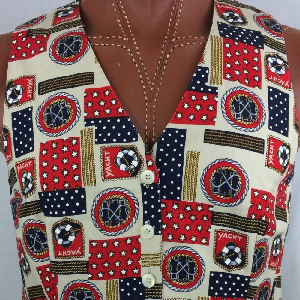 Talbots Nautical Sailing Vest 100% Rayon M Medium